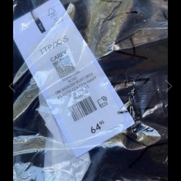 Carey one shoulder velvet dress-Navy - Picture 3 of 3